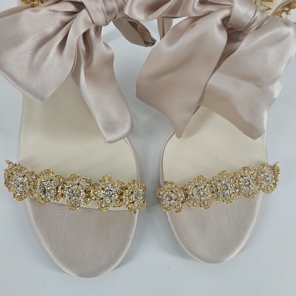 Bella Belle Blush Pink Mariee Wedding/Evening Pink Heels Shoes With Bows - Picture 5 of 15